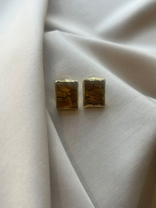 Brown abstract stone earrings