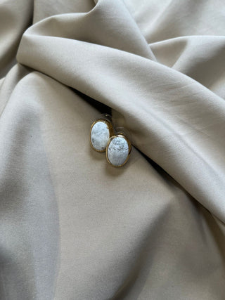 Snow White textured stone earrings