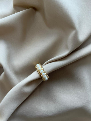 White pearl beaded ring