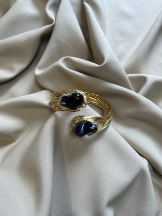 Heba black statement cuff bangle