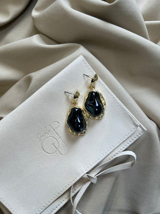 Heba black drop earrings