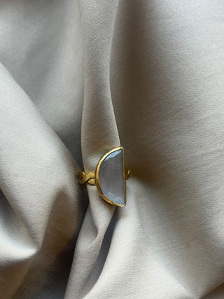 Luna Light Grey Plaited Style Ring