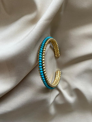 Blue beaded cuff bangle