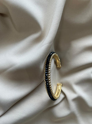 Black beaded cuff bangle