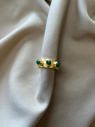 Cleopatra green 18k gold plated ring