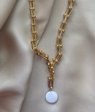 White Drop Link Necklace