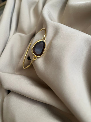 Brown Cat Eye Dainty Bangle with Clasp