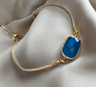 Bright Blue Fine Chain Bracelet